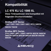 1x Drucker- Patronen kompatibel f&uuml;r Brother LC1000BK...
