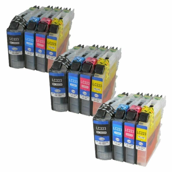 Tinte kompatibel f&uuml;r Brother MFC-J680DW MFC-J880DW MFC-J885DW MFC-J4320DW 12x LC223 3x je Farbe