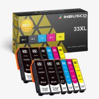 INBUSCO Premium Tinten-Patronen Passend f&uuml;r Epson Expression Premium XP-635 XP-640 33 XL VAR Expression XP-540 12x 33 XL Set kompatibel (3351-3364)