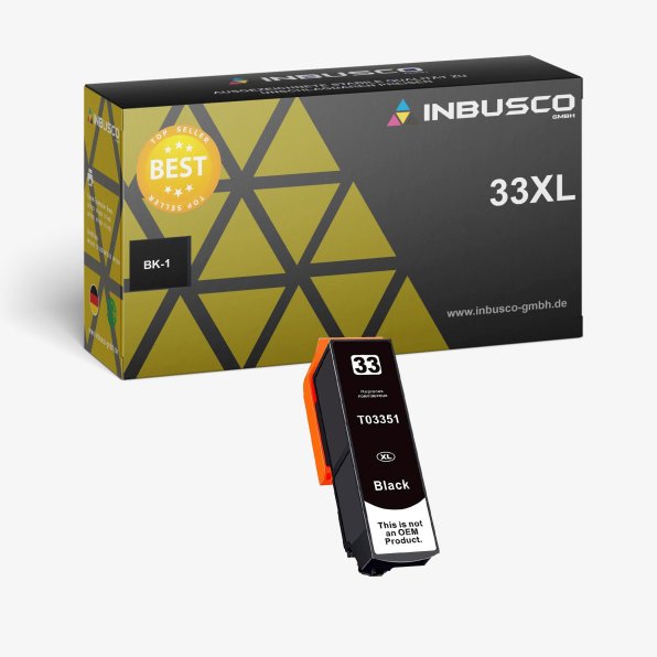 INBUSCO Premium Tinten-Patronen Passend für Epson Expression Premium XP-635 XP-640 33 XL VAR Expression XP-830 1x 33 XL BK kompatibel (3351)