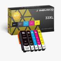 INBUSCO Premium Tinten-Patronen Passend f&uuml;r Epson Expression Premium XP-635 XP-640 33 XL VAR Expression XP-830 5x 33 XL Set kompatibel (3351-3364)