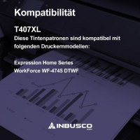 Tinten-Patrone T407XL BK  kompatibel mit  Epson WorkForce Pro : WF-4745 DTWF