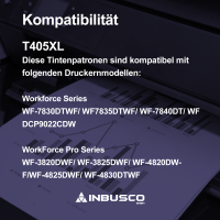 2x Tintenpatronen T405XL BK  kompatibel mit  Epson WorkForce : WF- 3830/WF- 4820/ WF- 4825/ WF- 4830/ WF-7830DTWF/WF-7835DTWF/WF-7840DTWF