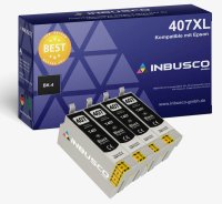 4x Tintenpatronen T407XL black kompatibel mit  Epson...